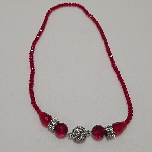 Red Multi-Strand Necklace Set - Picture 6 of 7